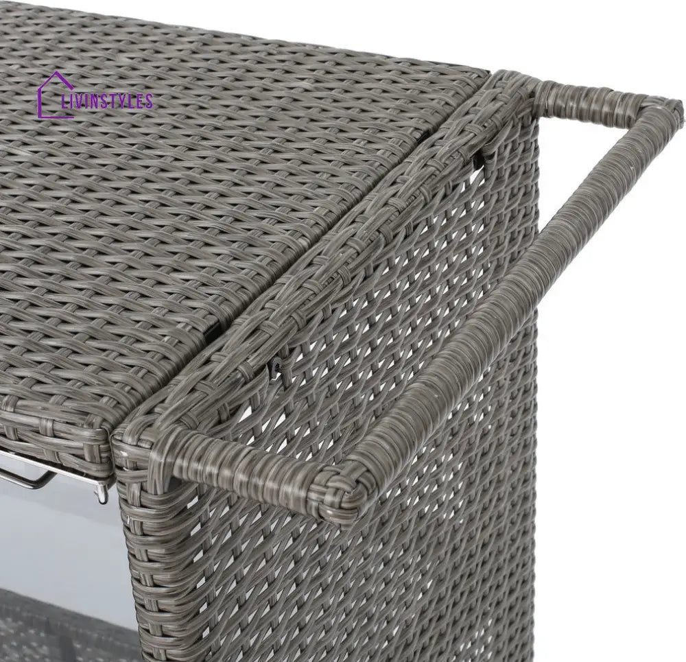 Sasc Outdoor Patio Bar Serving Cart (Grey) - Wicker