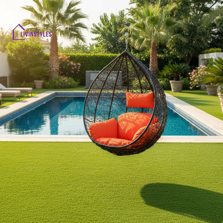 Saturnino Single Seater Hanging Swing Without Stand For Balcony Garden Swing (Dark Brown) - Swings