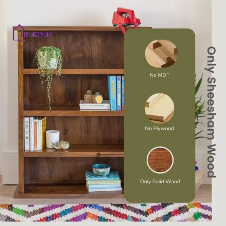 Saurabh Solid Sheesham Wood Open Space saver Bookshelf (Honey)