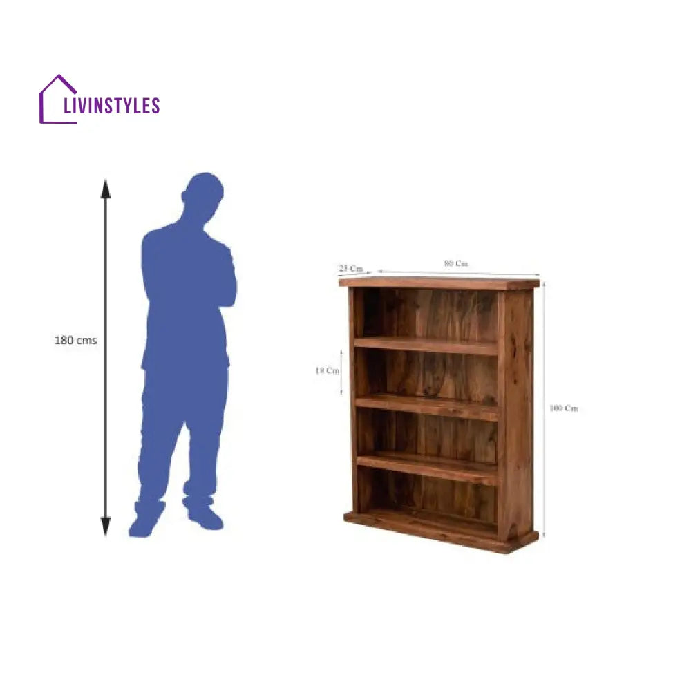 Saurabh Solid Sheesham Wood Open Space saver Bookshelf (Honey)