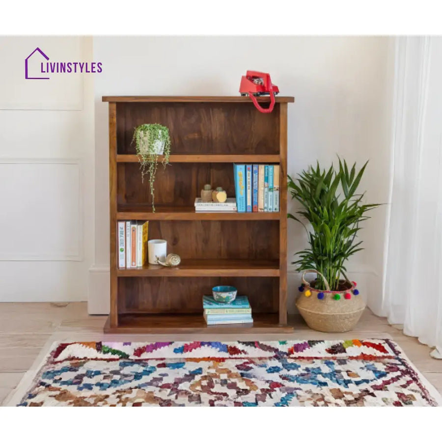 Saurabh Solid Sheesham Wood Open Space saver Bookshelf (Honey)