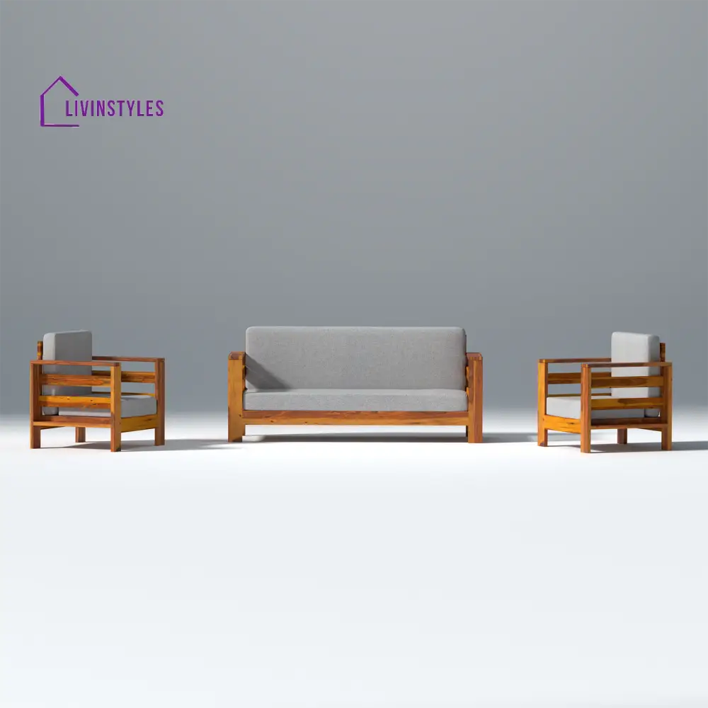 Savely Elegance Sheesham Wood sofa In Light Honey Color 3 + 1 + 1 Seater / Light Honey sofa