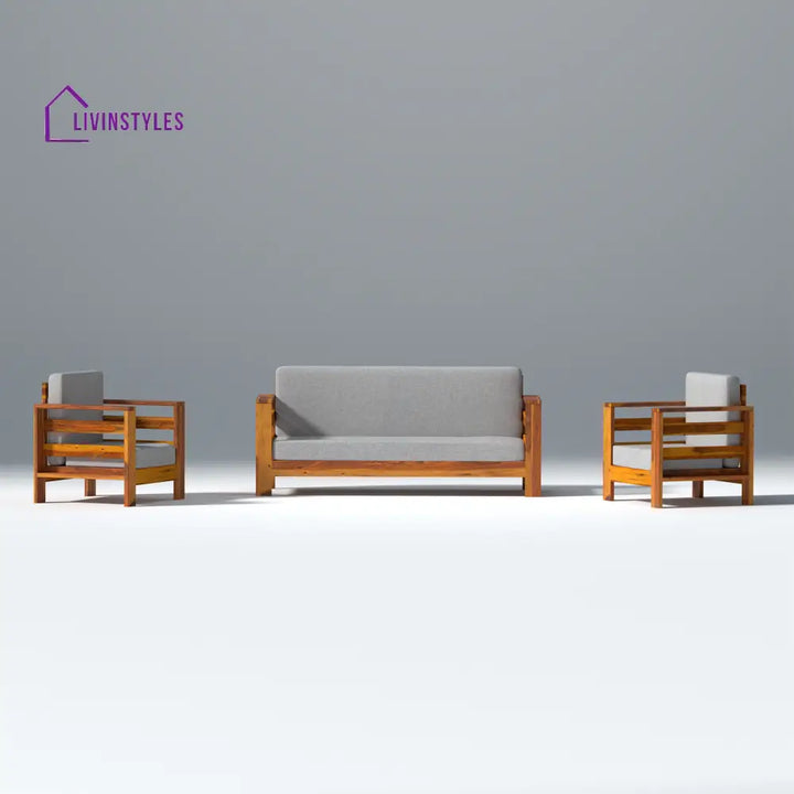 Savely Elegance Sheesham Wood sofa In Light Honey Color 3 + 1 + 1 Seater / Light Honey sofa