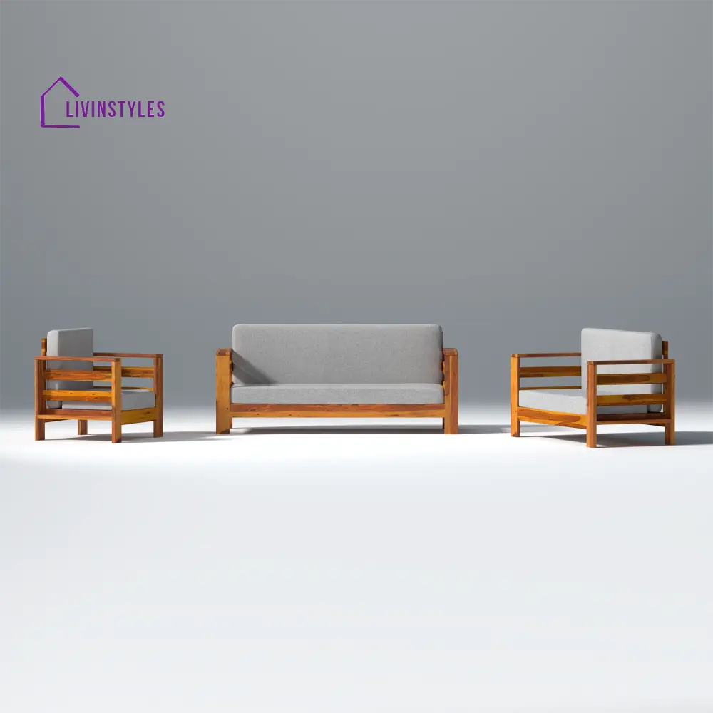 Savely Elegance Sheesham Wood sofa In Light Honey Color 3 + 2 + 1 seater / Light Honey sofa