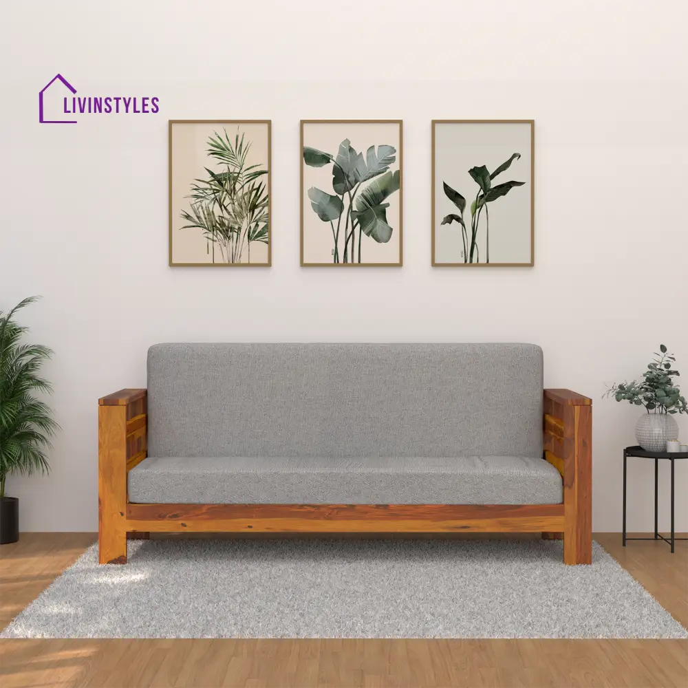 Savely Elegance Sheesham Wood sofa In Light Honey Color 3 Seater / Light Honey sofa