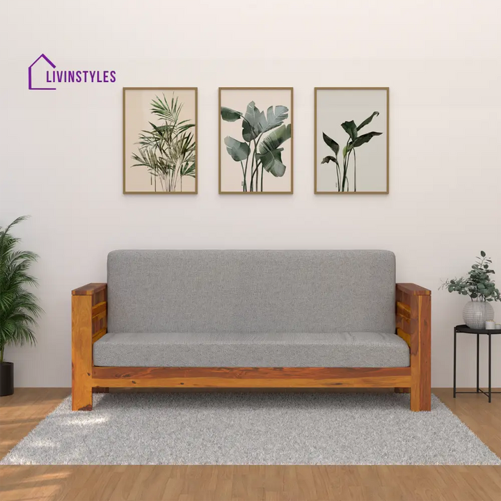Savely Elegance Sheesham Wood sofa In Light Honey Color 3 Seater / Light Honey sofa