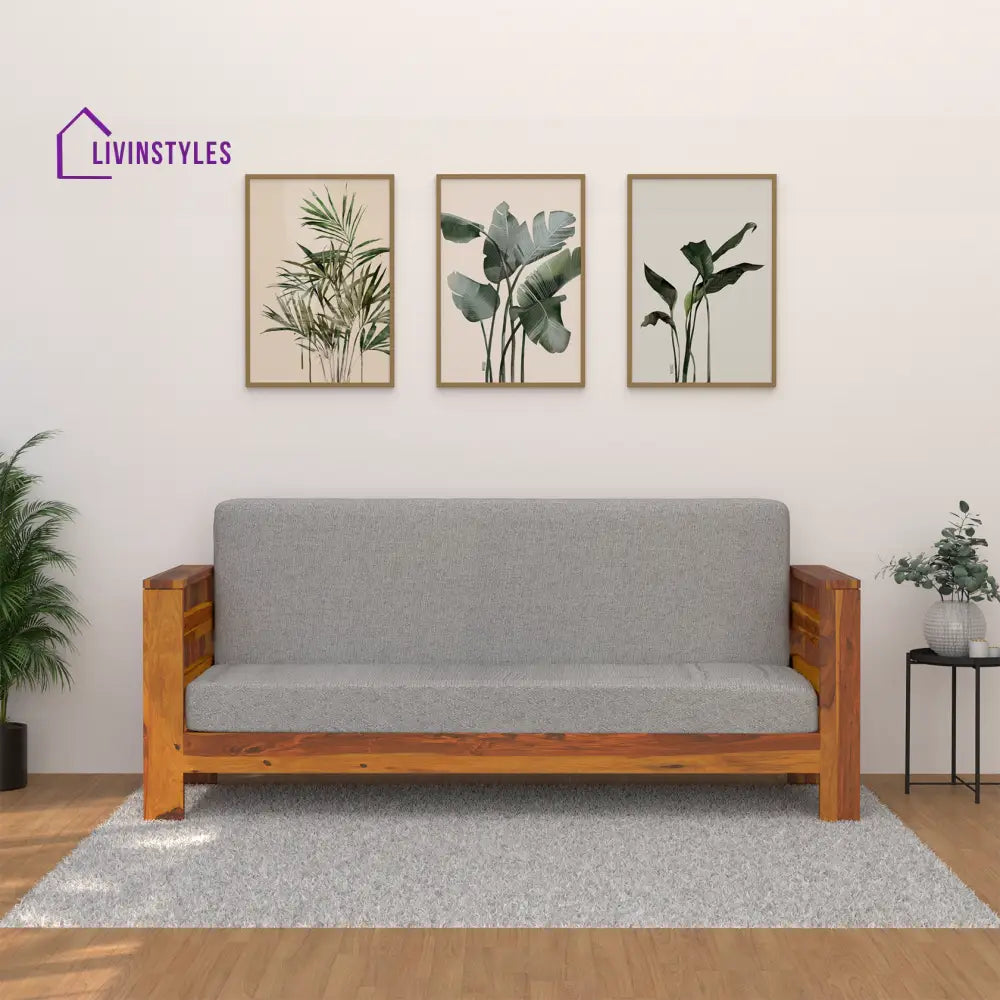 Savely Elegance Sheesham Wood sofa In Light Honey Color 3 Seater / Light Honey sofa