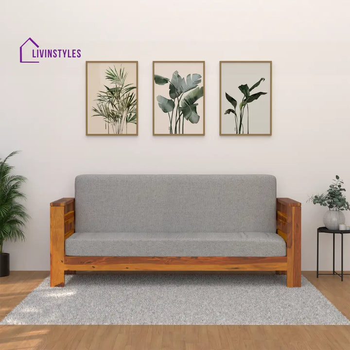 Savely Elegance Sheesham Wood sofa In Light Honey Color 3 Seater / Light Honey sofa