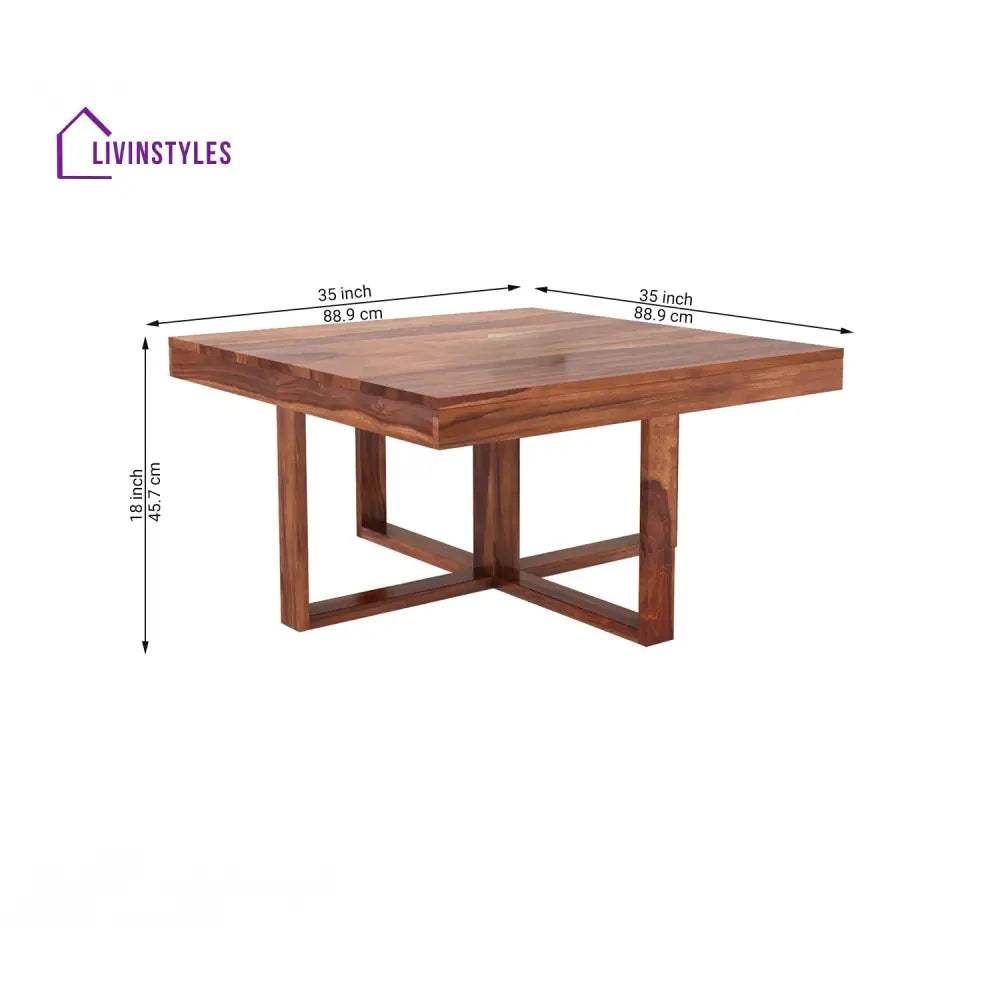 Savely Solid Wood Sheesham Coffee Table with 4 Seating Stools