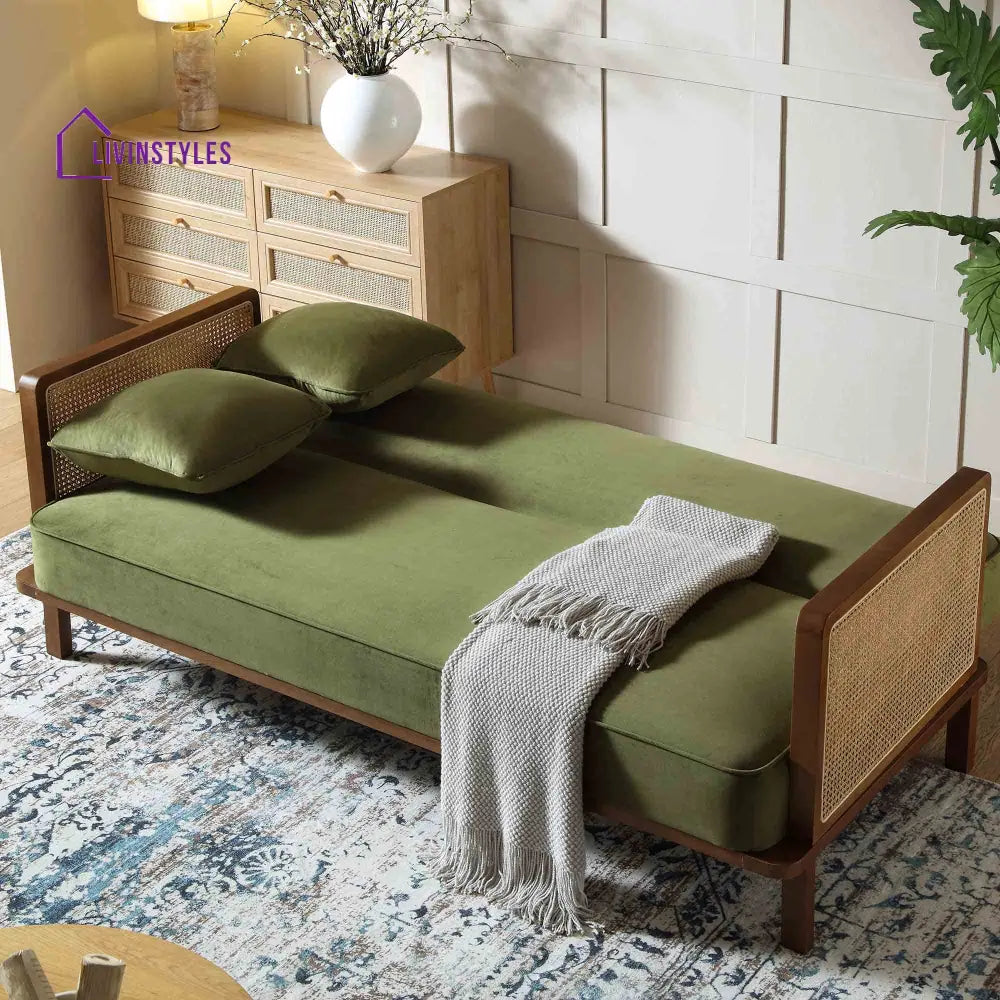 Savely Solid Wood Sheesham Sofa Come Bed for Living Room
