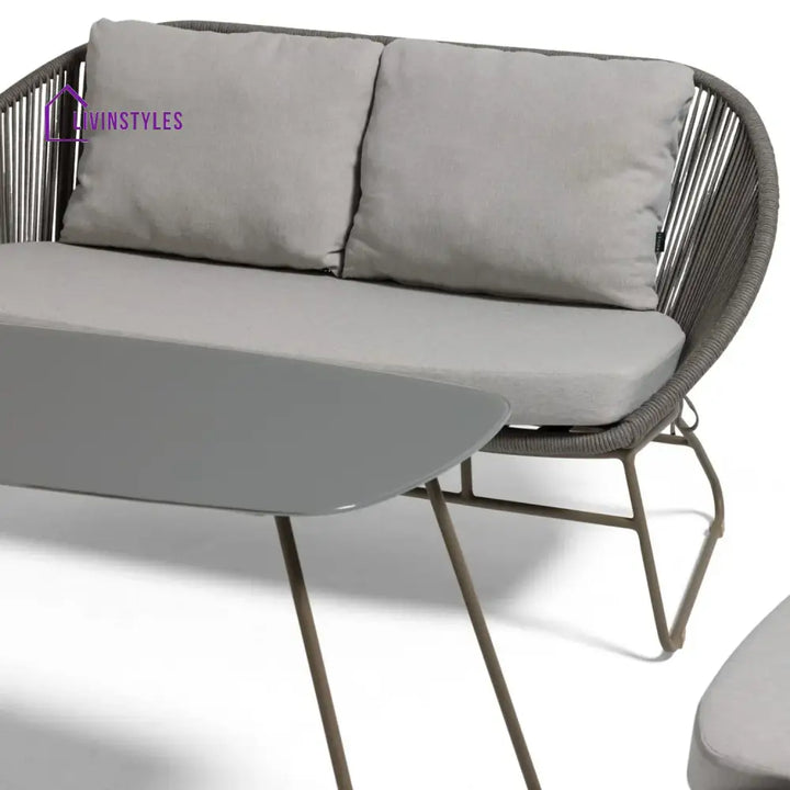 Sawyer Outdoor Rope 4-Piece Patio Sofa Set with Glass Top Tables - Sofa Set