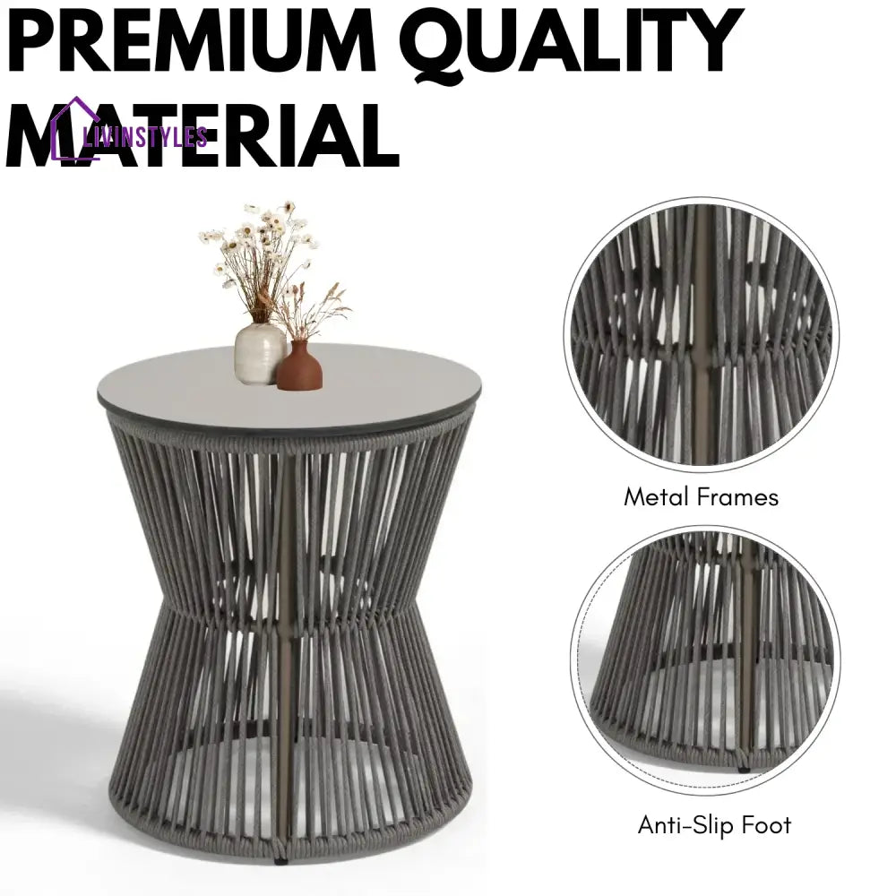 Sawyer Outdoor Rope 4-Piece Patio Sofa Set with Glass Top Tables - Sofa Set