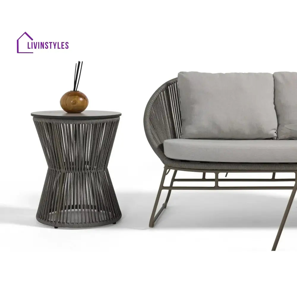 Sawyer Outdoor Rope 4-Piece Patio Sofa Set with Glass Top Tables - Sofa Set