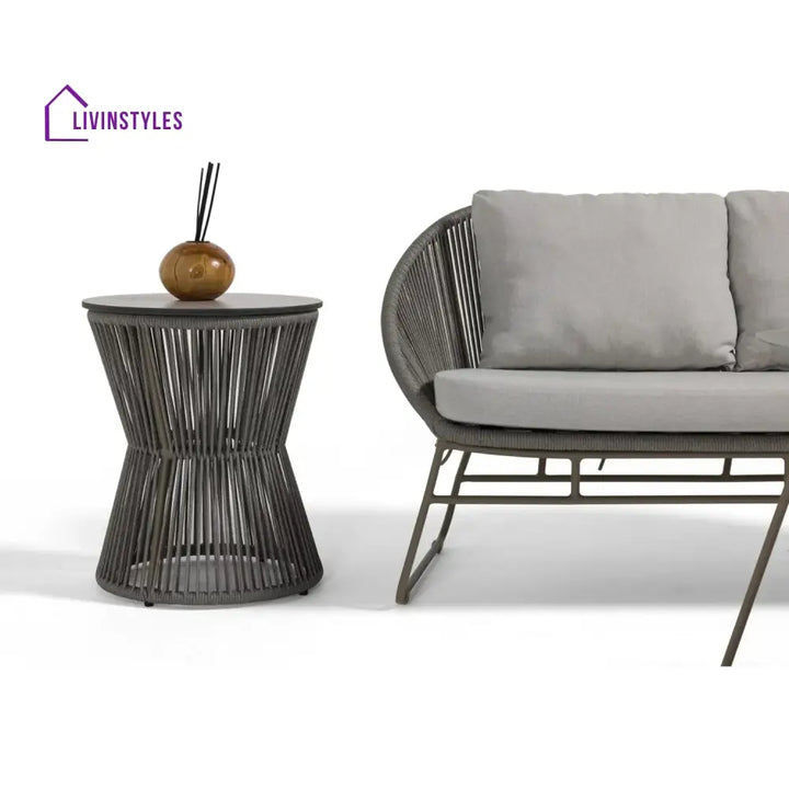 Sawyer Outdoor Rope 4-Piece Patio Sofa Set with Glass Top Tables - Sofa Set