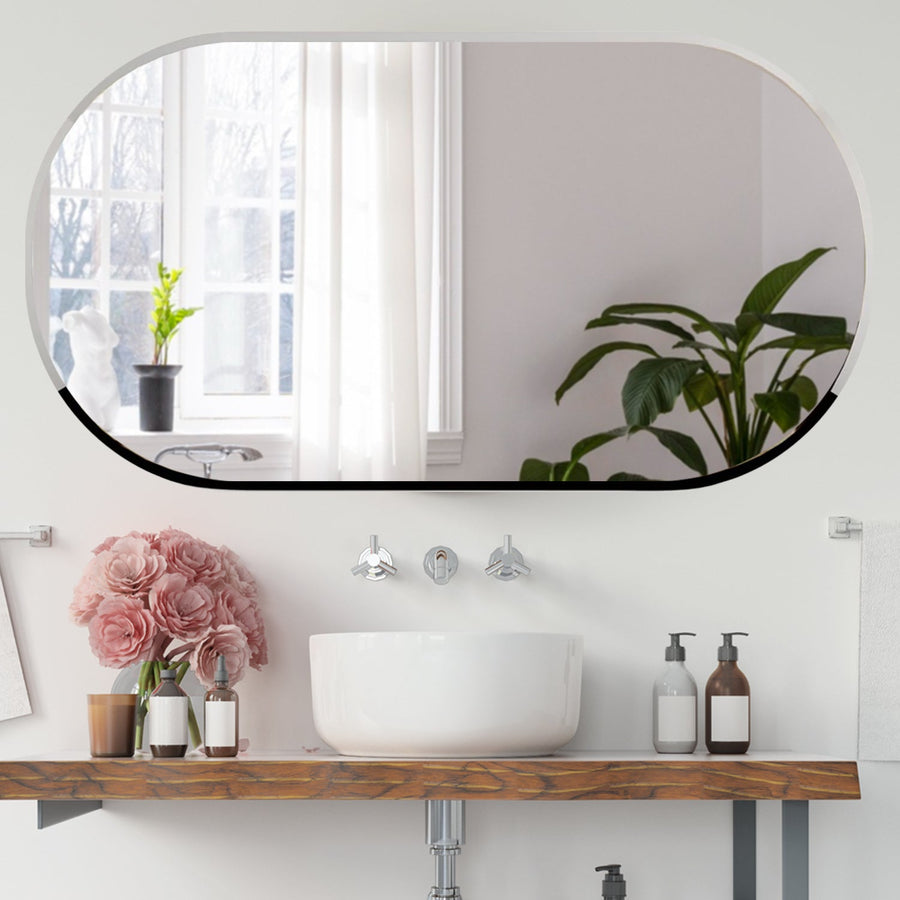 Gigi Scandinavian Frameless Beveled Capsule shaped Bathroom Mirror Wall Mirror