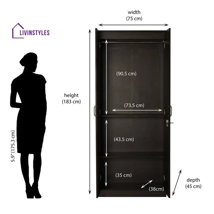 Kirill 2 Door without Mirror Wardrobe (New Wenge) Home Furniture