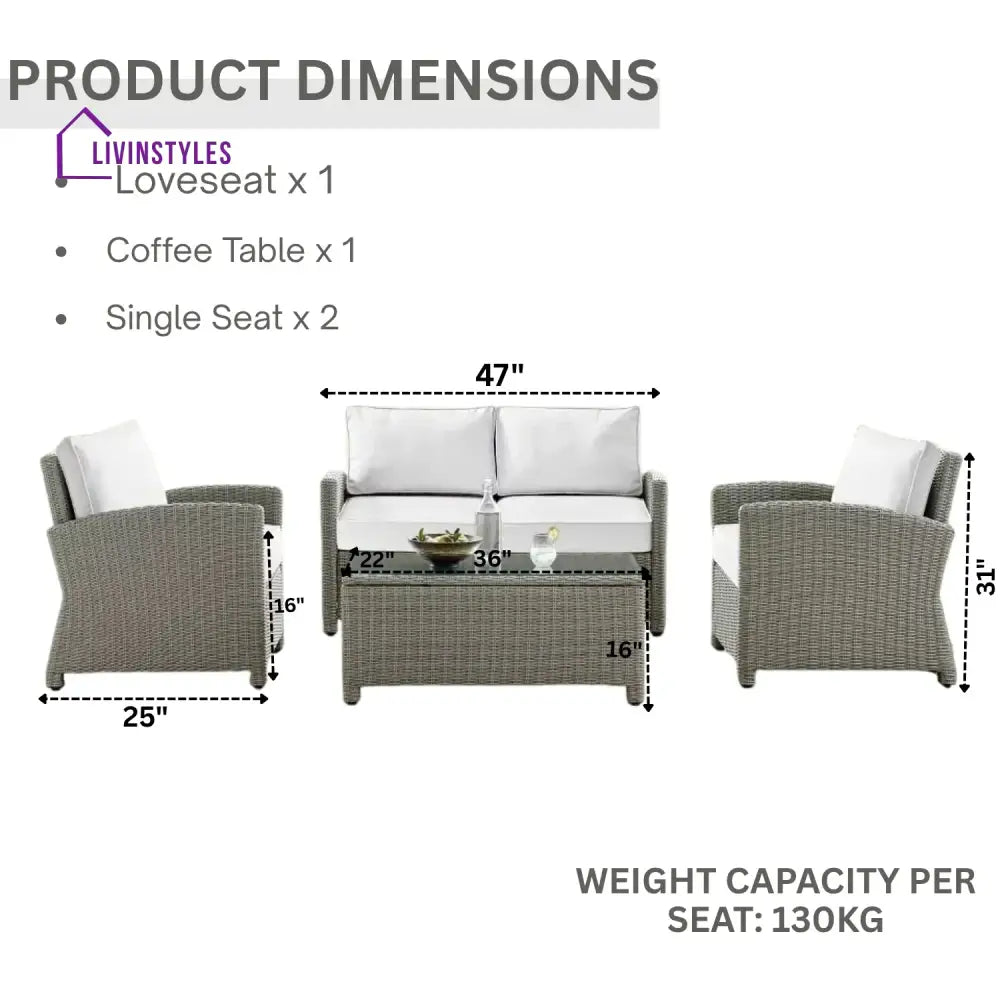 Scarlett 4 Pieces Patio Furniture Set Outdoor Sectional Sofa - Sofa Set