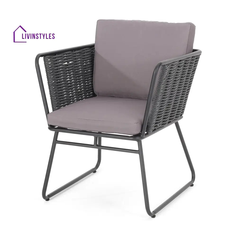 Scat Outdoor Patio Seating Set 2 Chairs and 1 Table Set (Grey) Braided & Rope - Coffee Table Sets