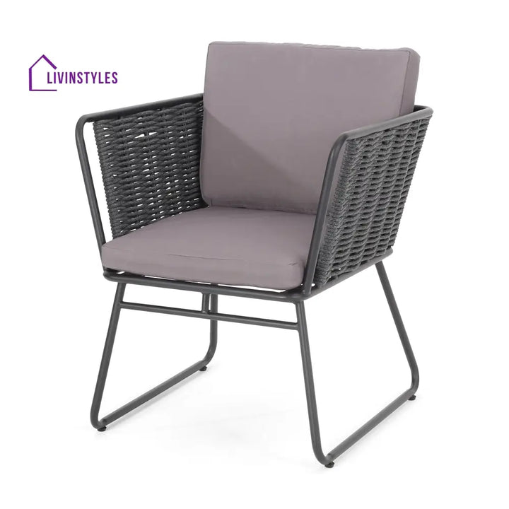 Scat Outdoor Patio Seating Set 2 Chairs and 1 Table Set (Grey) Braided & Rope - Coffee Table Sets