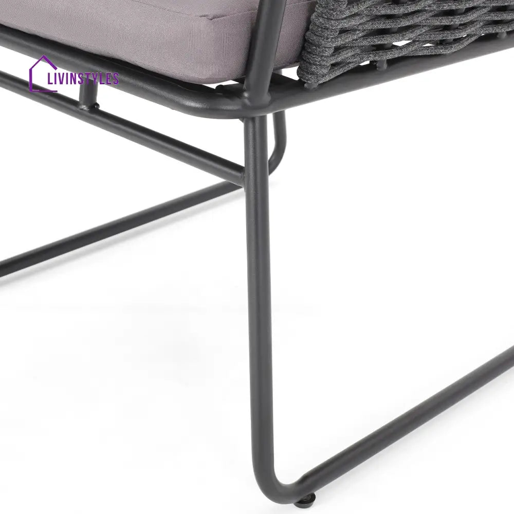 Scat Outdoor Patio Seating Set 2 Chairs and 1 Table Set (Grey) Braided & Rope - Coffee Table Sets