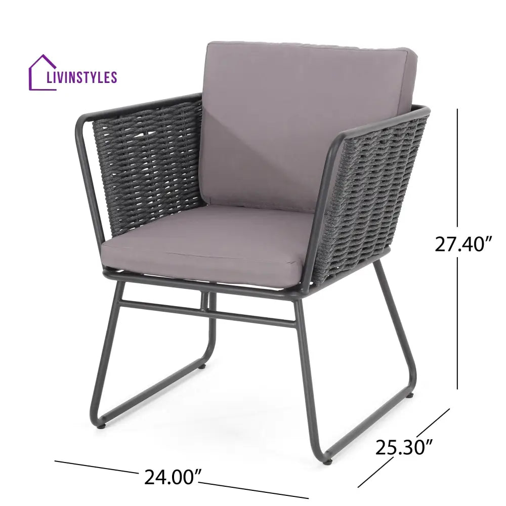 Scat Outdoor Patio Seating Set 2 Chairs and 1 Table Set (Grey) Braided & Rope - Coffee Table Sets