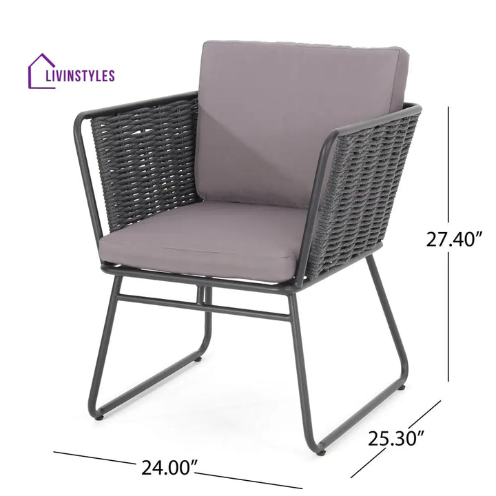 Scat Outdoor Patio Seating Set 2 Chairs and 1 Table Set (Grey) Braided & Rope - Coffee Table Sets