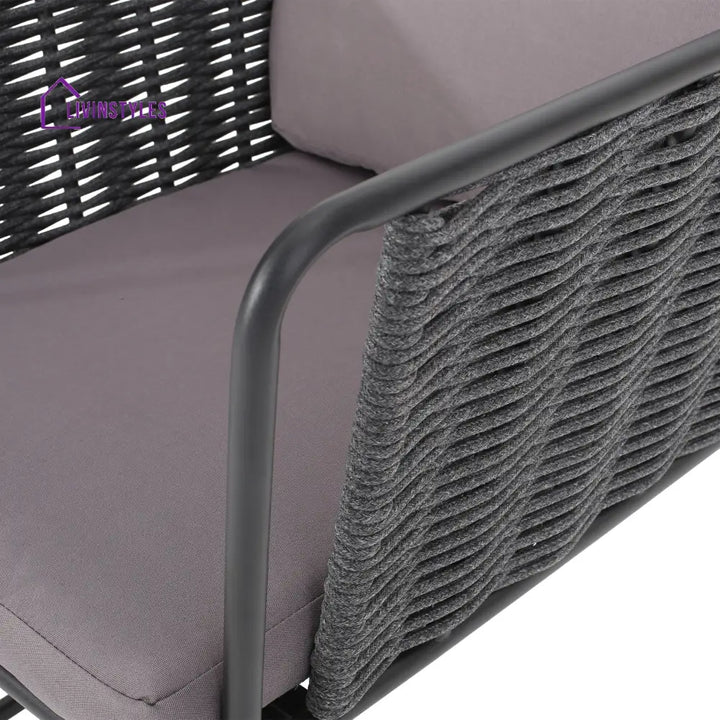 Scat Outdoor Patio Seating Set 2 Chairs and 1 Table Set (Grey) Braided & Rope - Coffee Table Sets