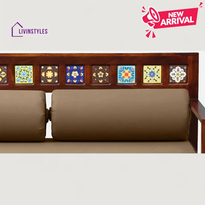 Siramika Sheesham Wood Pull Out Sofa Cum Bed In Honey Oak Finish