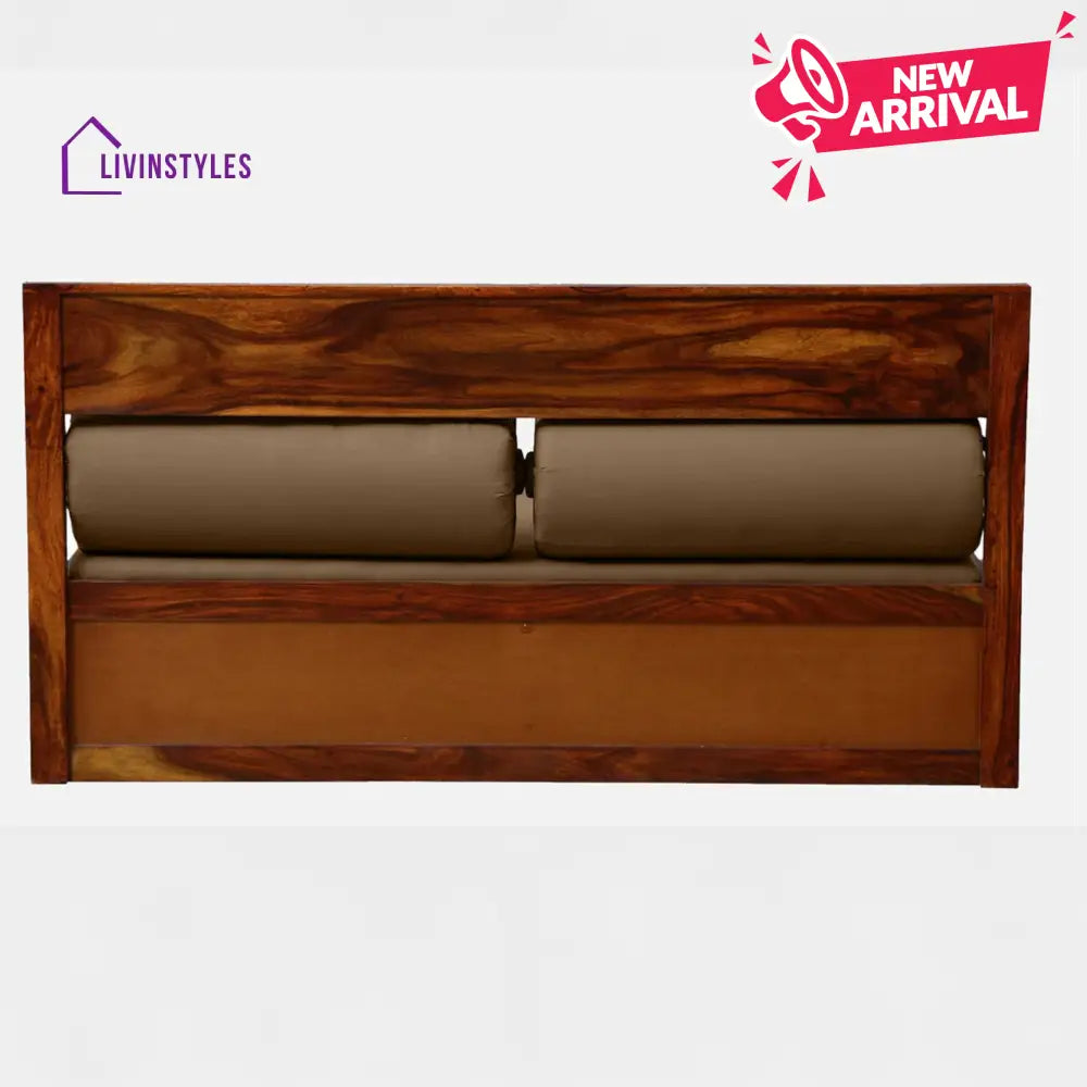 Siramika Sheesham Wood Pull Out Sofa Cum Bed In Honey Oak Finish