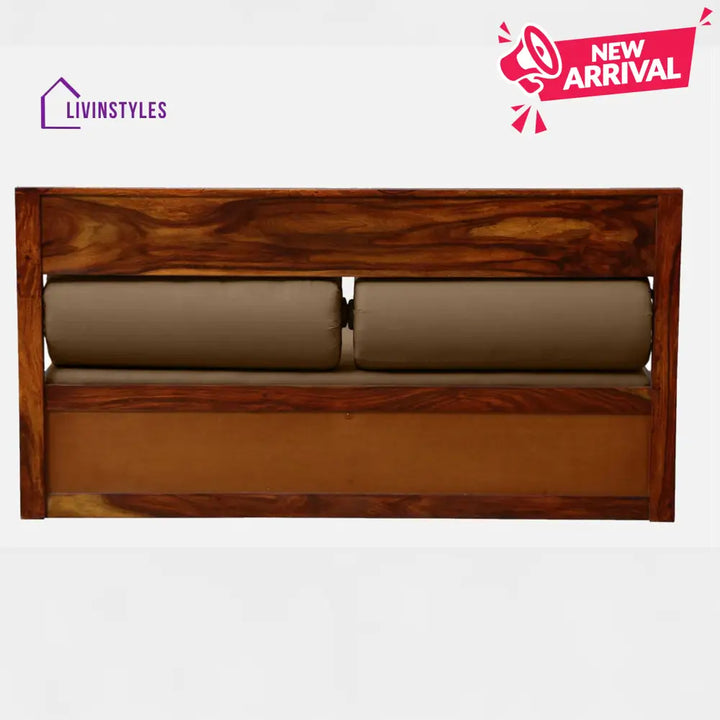 Siramika Sheesham Wood Pull Out Sofa Cum Bed In Honey Oak Finish