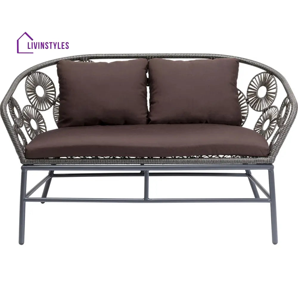Scott Outdoor Sofa Set 2 Seater 1 Single Seater and 1 Center Table Set (Dark Brown) - Sofa Sets