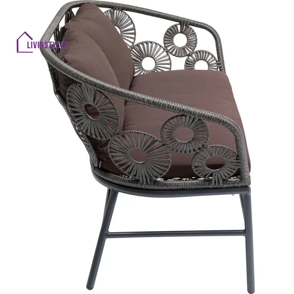 Scott Outdoor Sofa Set 2 Seater 1 Single Seater and 1 Center Table Set (Dark Brown) - Sofa Sets