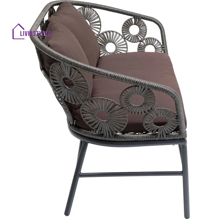 Scott Outdoor Sofa Set 2 Seater 1 Single Seater and 1 Center Table Set (Dark Brown) - Sofa Sets