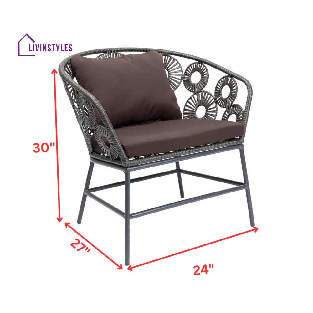 Scott Outdoor Sofa Set 2 Seater 1 Single Seater and 1 Center Table Set (Dark Brown) - Sofa Sets