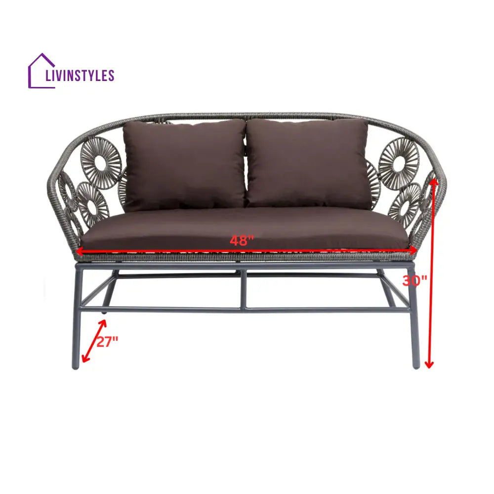 Scott Outdoor Sofa Set 2 Seater 1 Single Seater and 1 Center Table Set (Dark Brown) - Sofa Sets