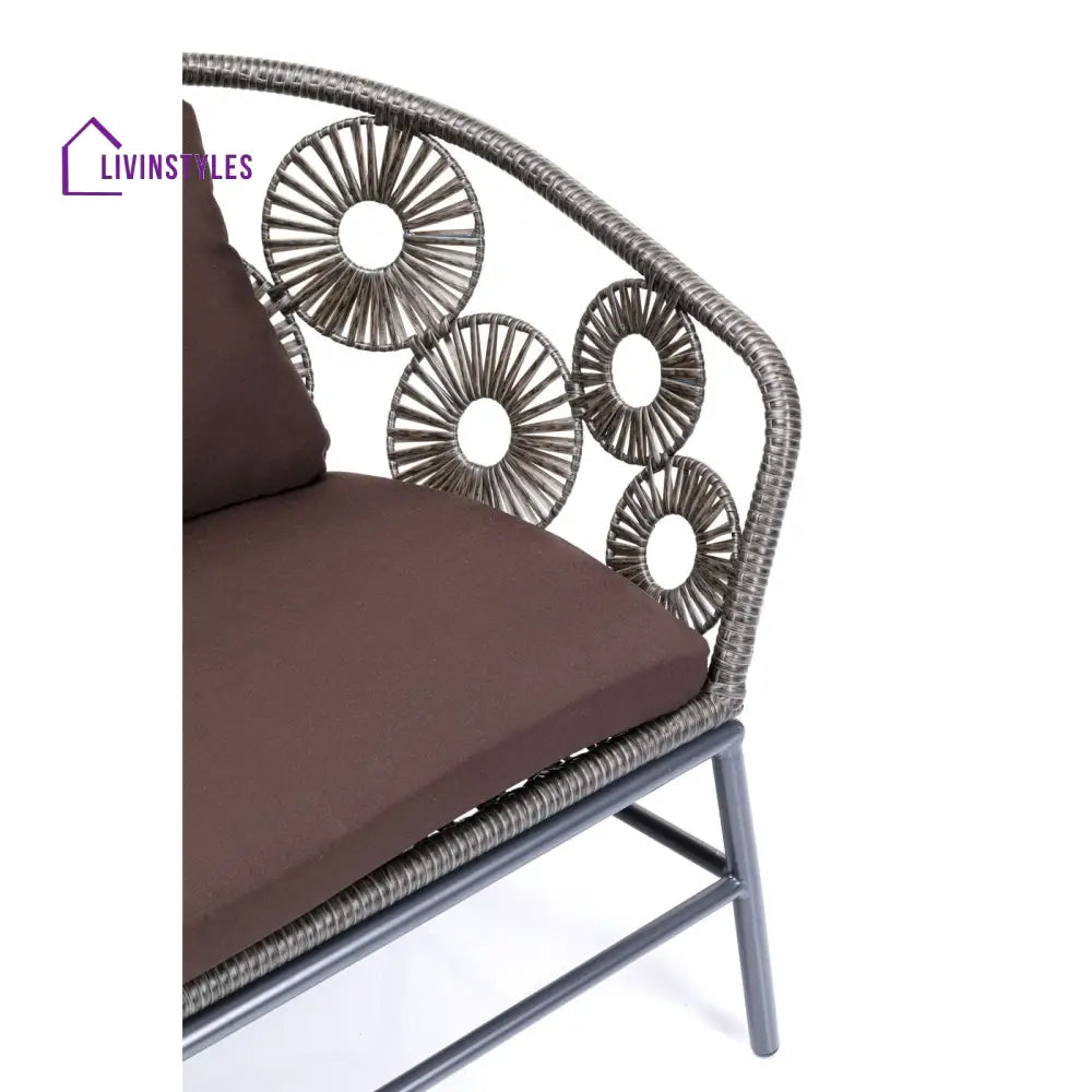 Scott Outdoor Sofa Set 2 Seater 1 Single Seater and 1 Center Table Set (Dark Brown) - Sofa Sets