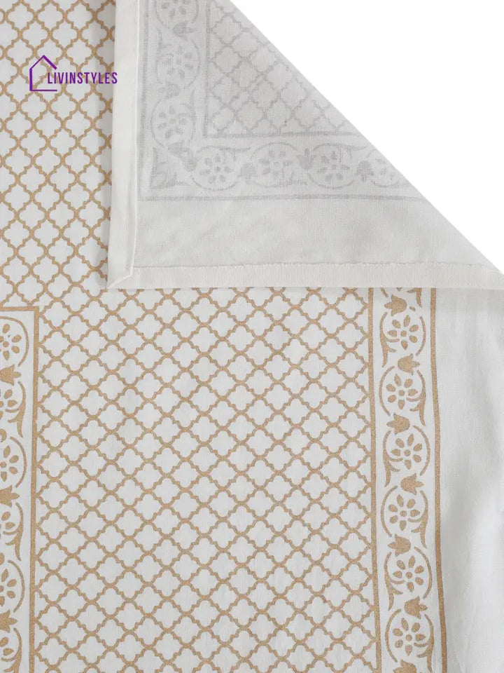 Screen Print Cotton White Color Double Bedsheet With 2 Pillow
