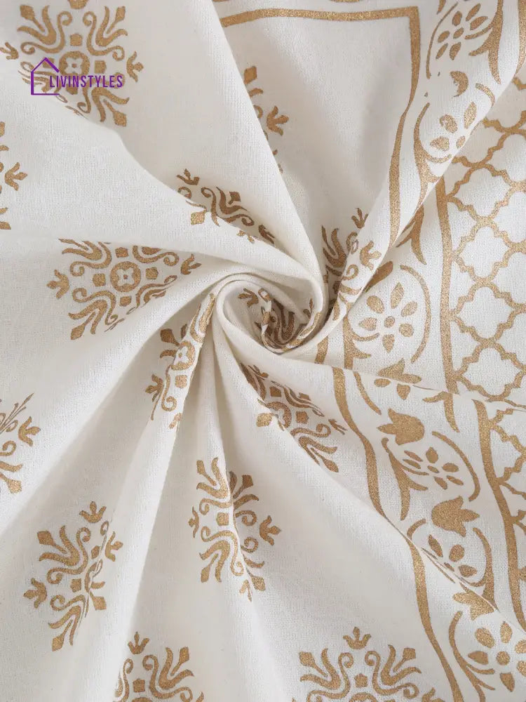 Screen Print Cotton White Color Double Bedsheet With 2 Pillow