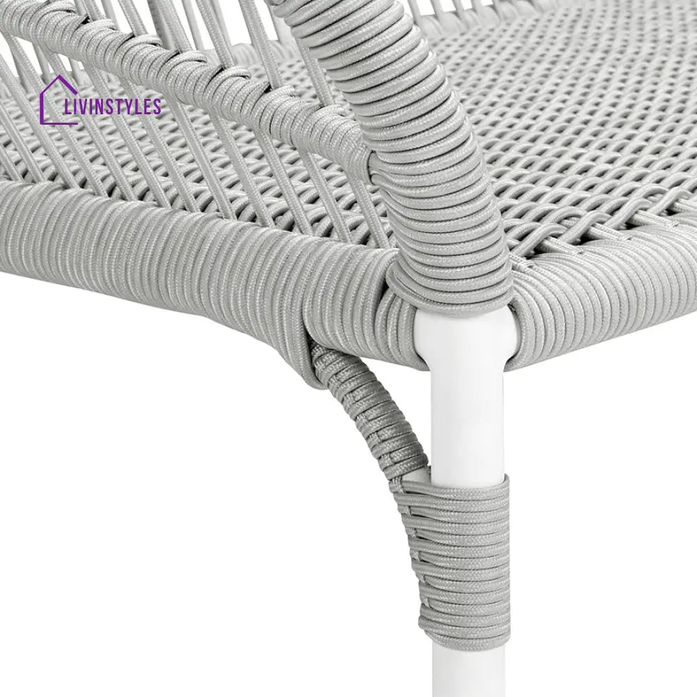 Scry Outdoor Patio Seating Set 2 Chairs and 1 Table Set (Silver + White) Braided & Rope - Coffee Table Sets
