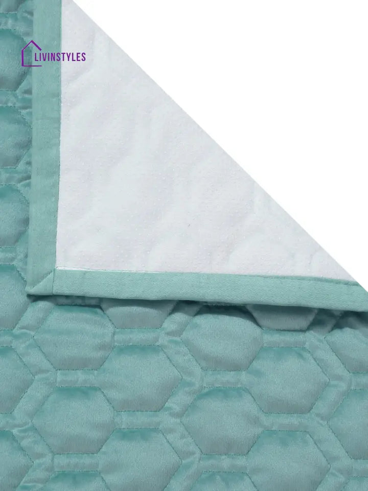 Sea Green Honey Comb Quilted Velvet 3 Seater Sofa Cover With 2 Pcs Hand Rest Slip Cover Sofa