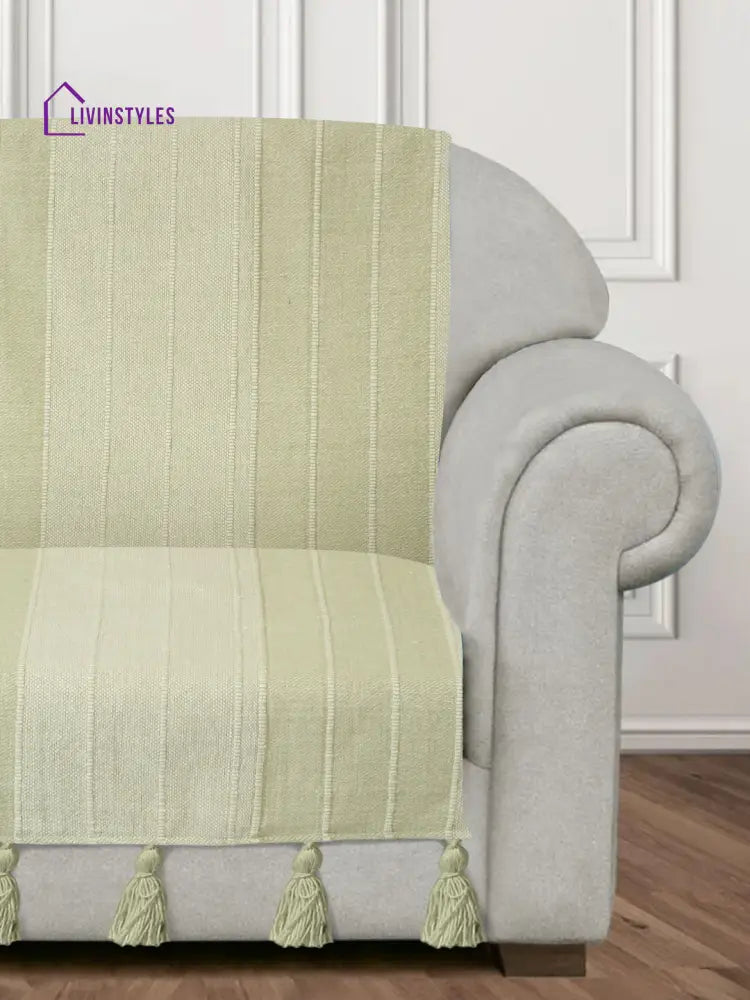 Sea Green Stripe Hand Woven Cotton 1 Seater Sofa Cover Slip Cover Sofa