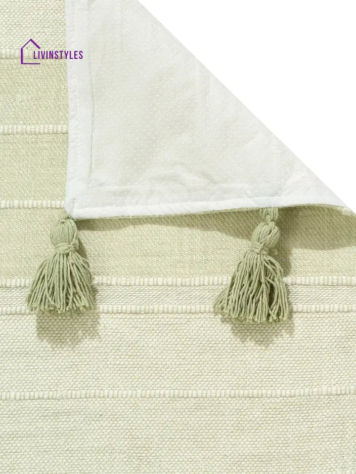 Sea Green Stripe Hand Woven Cotton 1 Seater Sofa Cover Slip Cover Sofa