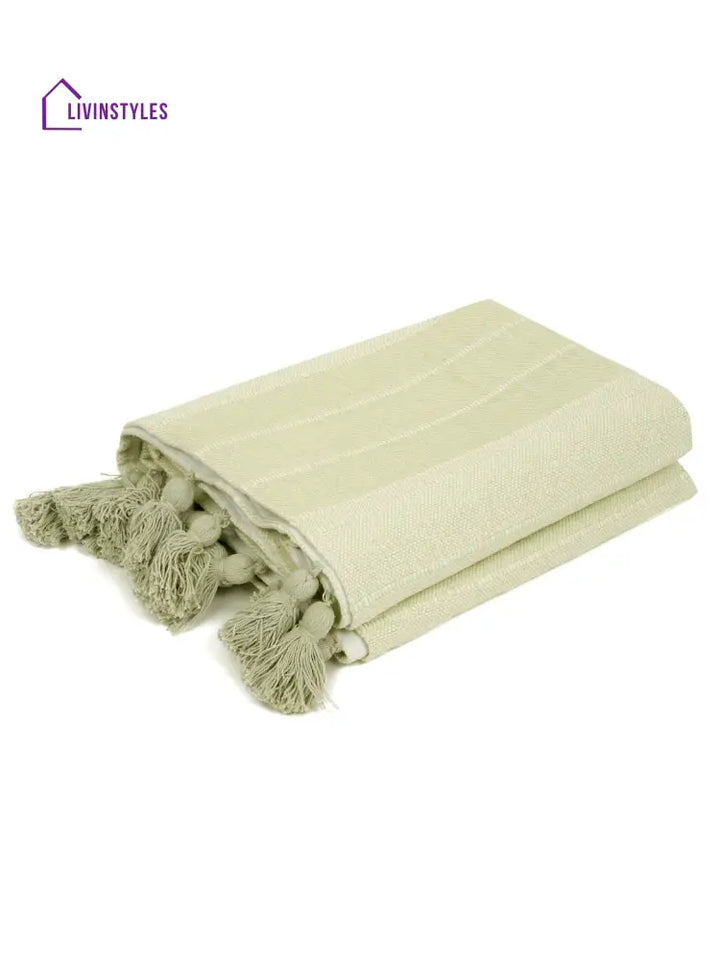 Sea Green Stripe Hand Woven Cotton 1 Seater Sofa Cover Slip Cover Sofa