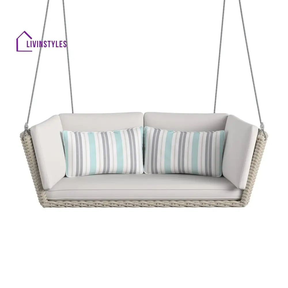 Sebastiano Double Seater Hanging Swing Without Stand For Balcony Garden Swing (Cream) - Swings