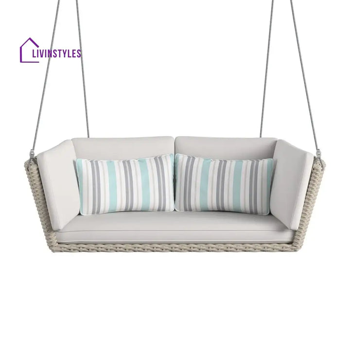 Sebastiano Double Seater Hanging Swing Without Stand For Balcony Garden Swing (Cream) - Swings