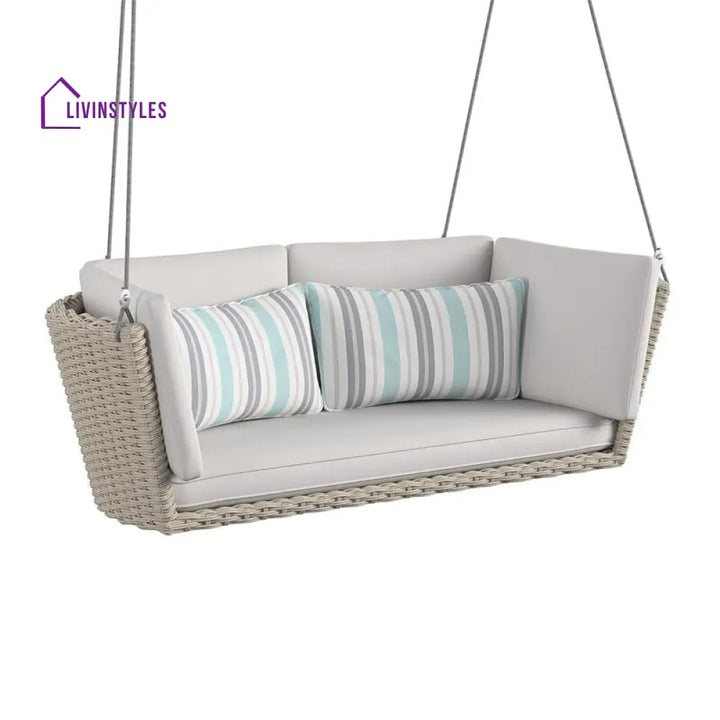 Sebastiano Double Seater Hanging Swing Without Stand For Balcony Garden Swing (Cream) - Swings