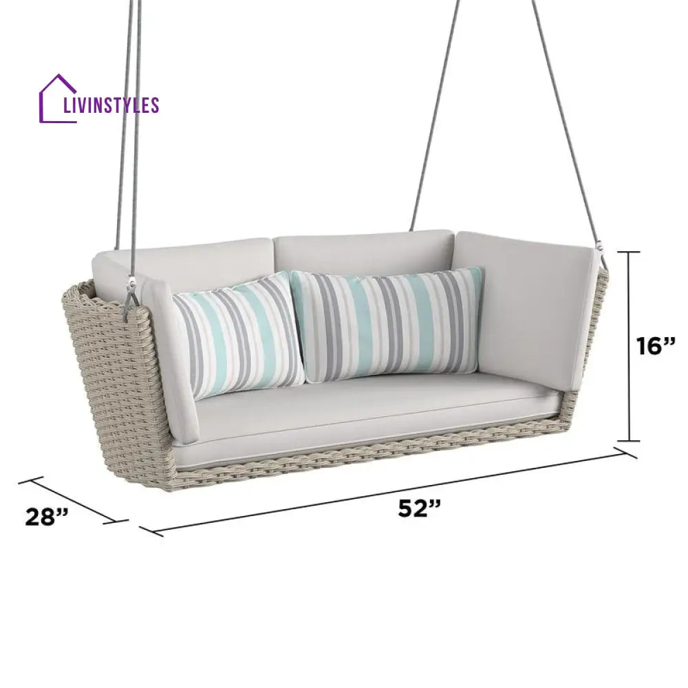 Sebastiano Double Seater Hanging Swing Without Stand For Balcony Garden Swing (Cream) - Swings