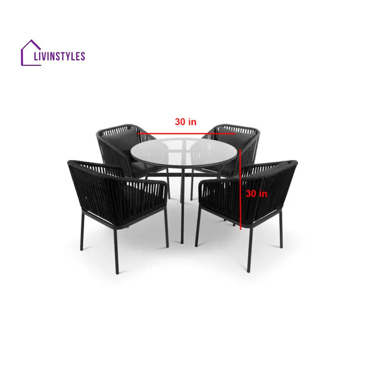 Sedona Outdoor Patio Seating Set 4 Chairs and 1 Table Set (Black) Braided & Rope - Coffee Table Sets