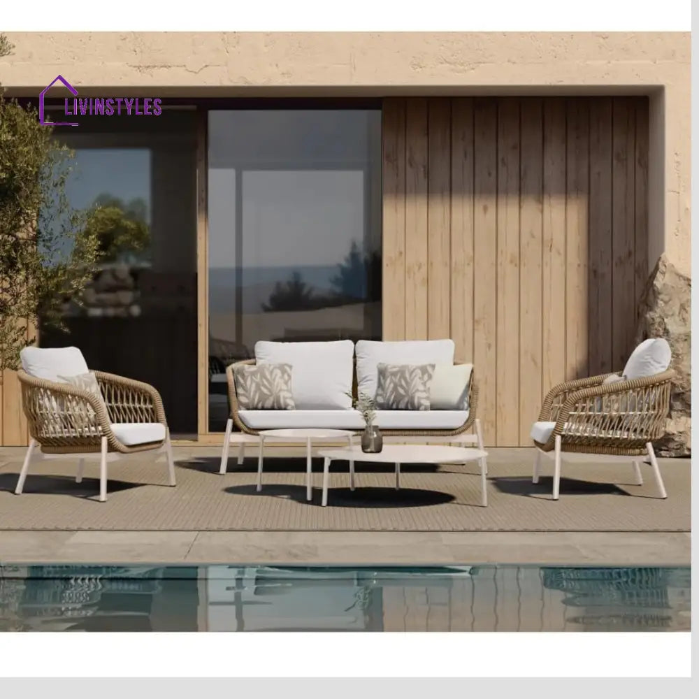 Seibi Outdoor Garden Balcony Sofa Set 2 Seater 2 Single Seater 2 Center Table Set Braided and Rope - Sofa Sets