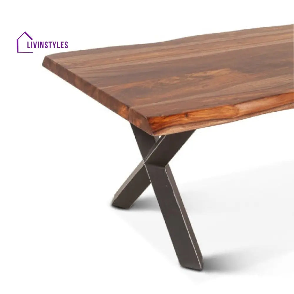 Sejal Sheesham Wood Coffee Table with Metal Base (Double Cross Sheesham Wood)